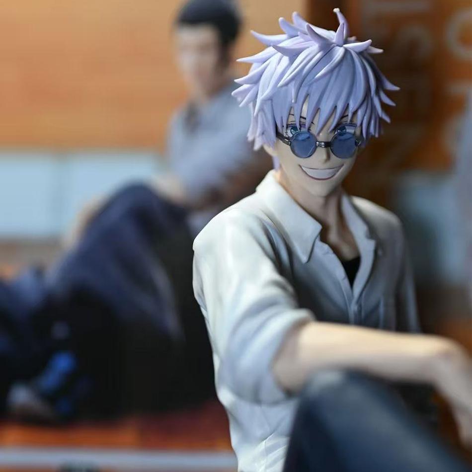 10CM Jujutsu Kaisen Anime Satoru Gojo & Geto Suguru Yumemirize Sitting Posture Action Figure Genuine Model Figurine Toy