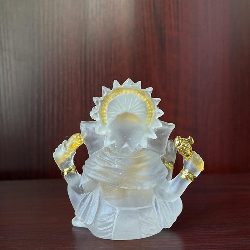 Ganesh Hindu Elefantgud for Suksess Statue Resin Gjennomsiktig Figurin Ornament Hjem Interiørdekorasjon Håndverk