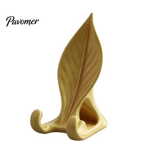 Cute Desk Gadgets Leaf Shaped Phone Stand, 3D Printed Mobile Holder with Double Small Stand for Home Hook Support, Creative Hands Free Video