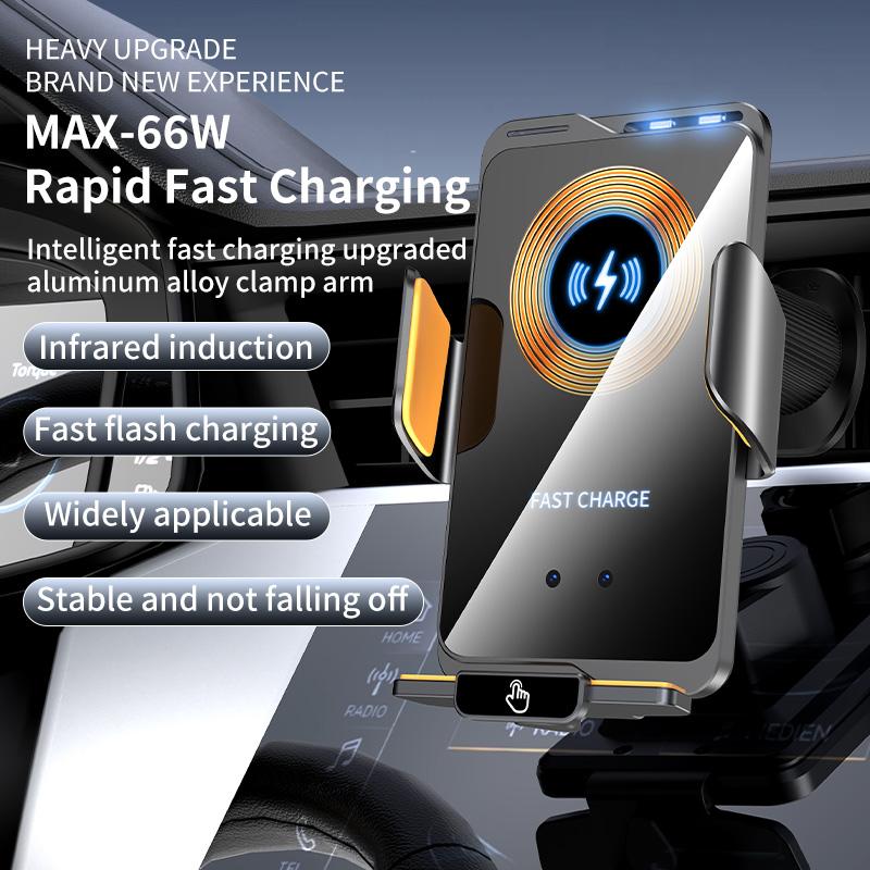 66W Bezdrátový držák telefonu do auta Rychlé nabíjení Magnetická nabíječka Držák mobilního telefonu do auta Stojan pro iPhone Samsung Xiaomi