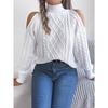 Women's Knitted Sweater Autumn/Winter Top Casual Cable-Knit Off-Shoulder Half-High Neck Long-Sleeved Pullover Women's Wear