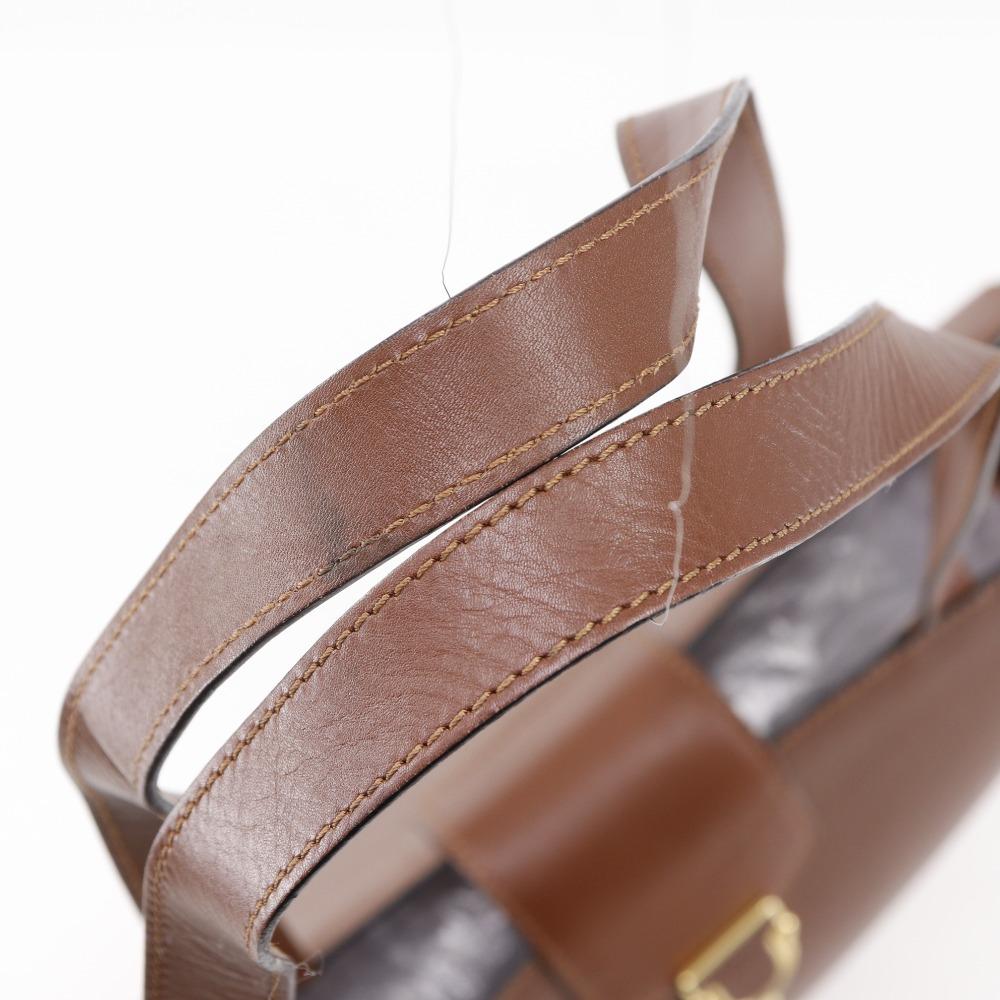 Celine Tote Bag Vintage Brown Calfskin Women Used