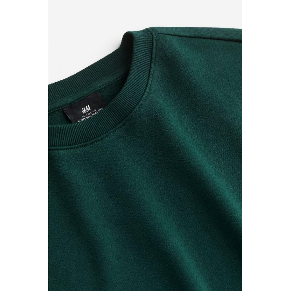 H M Loose Fit sweatsHirt Dark Green