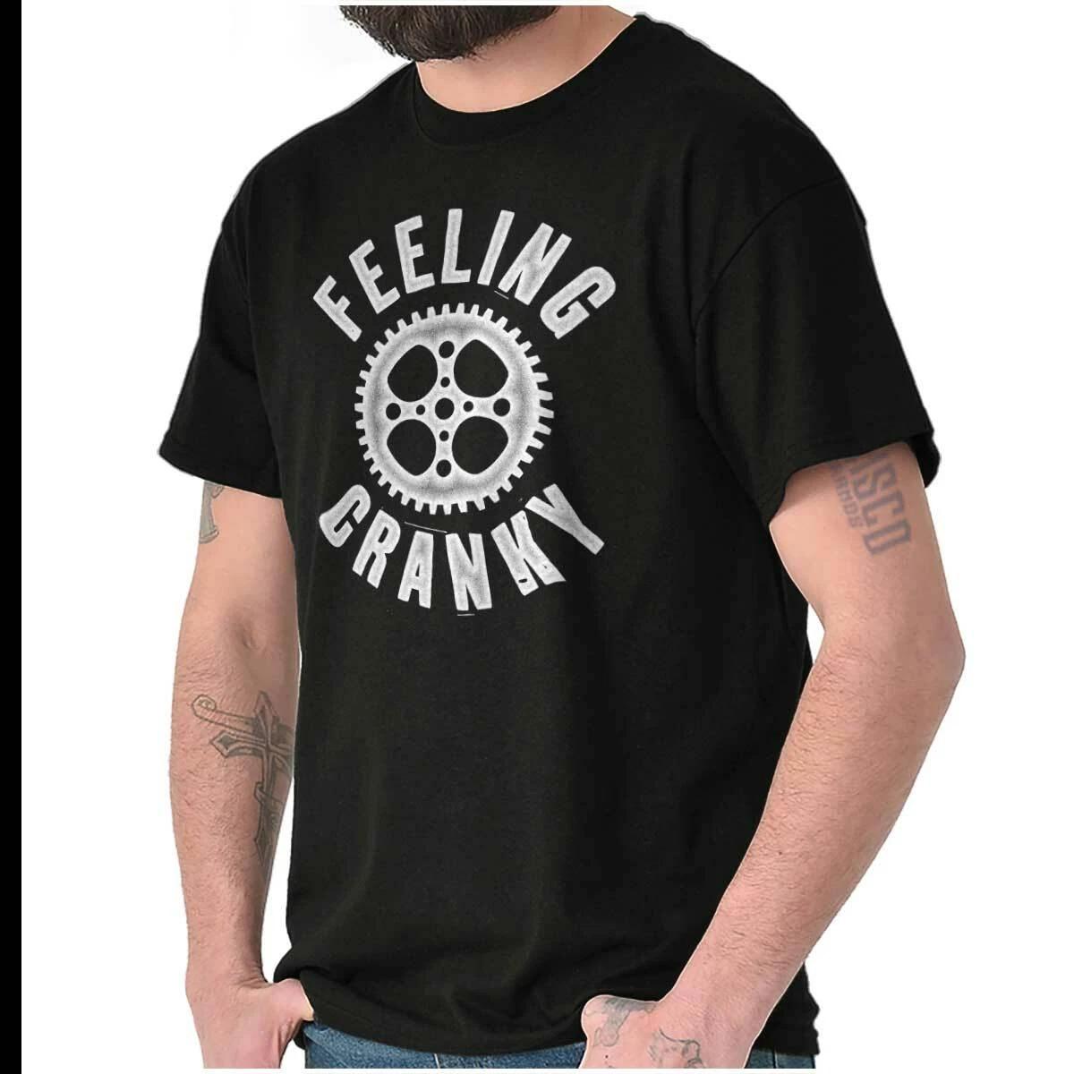 Funny Biker Pun Joke Feeling Cranky Humor Womens or Mens Crewneck T Shirt Tee XL