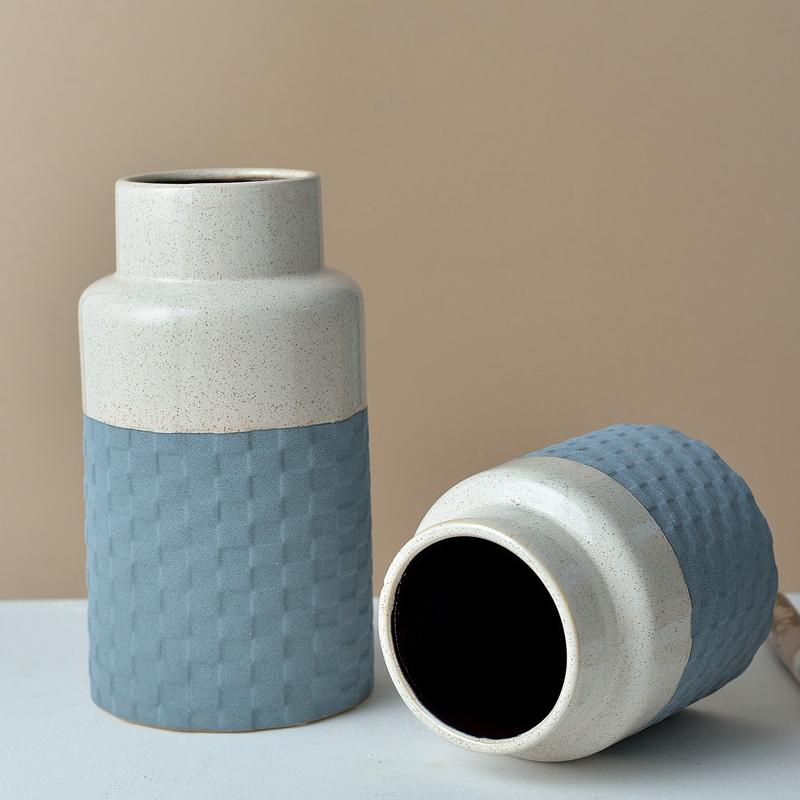 1pc Blue Ceramic Vase Flower Vase Matte Desktop Bottle for Water Planting Home Decor Tabletop Vase