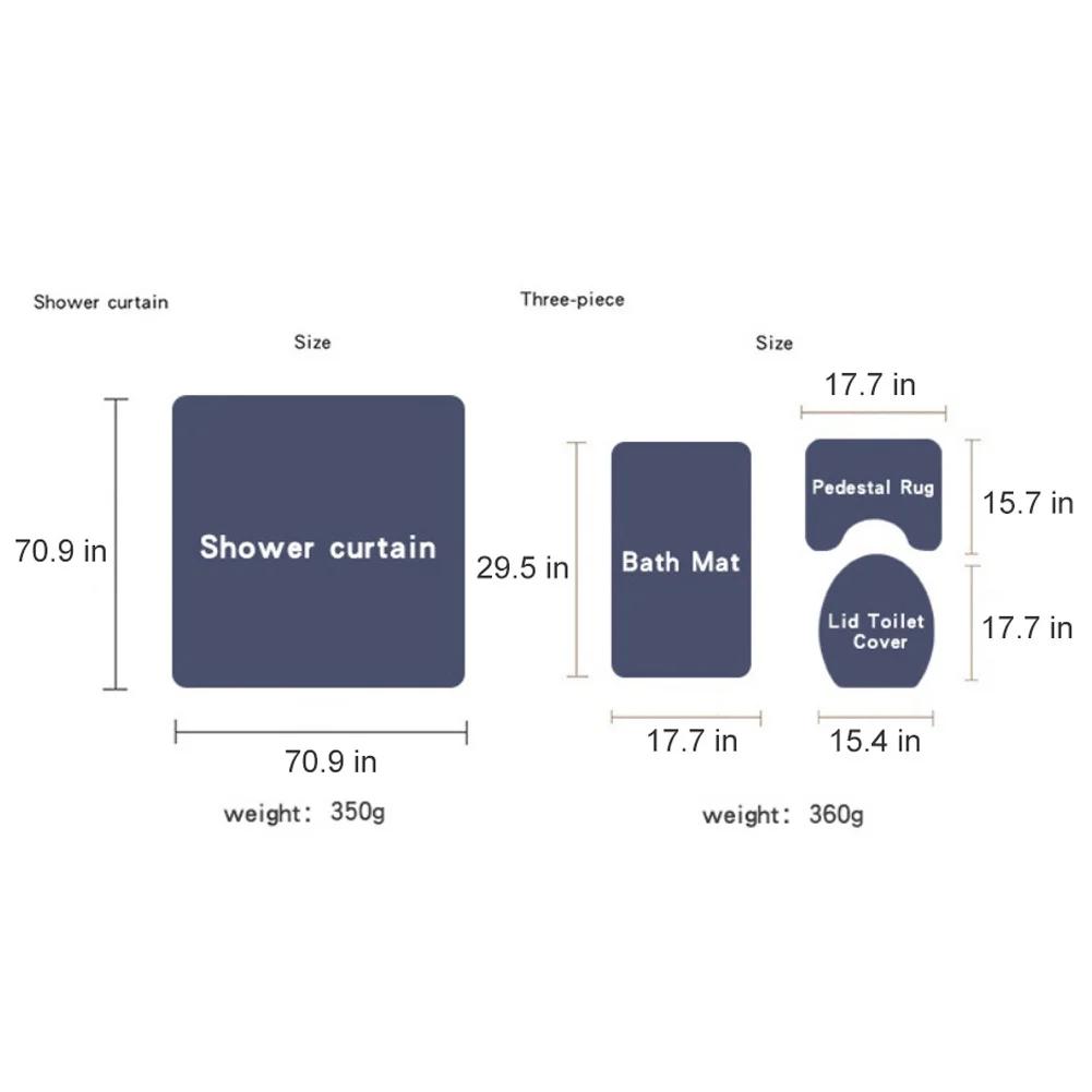 Valentine's Day Bathroom Set Heart Shower Curtain Non-Slip Rugs Toilet Cover U Shaped Bath Mat Red Shower Curtain with 12 Hooks