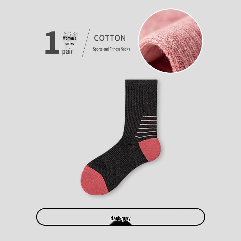 Women's Non-Slip Sweat-Absorbent Terry Running Socks - Mid-Calf for Spring & Autumn