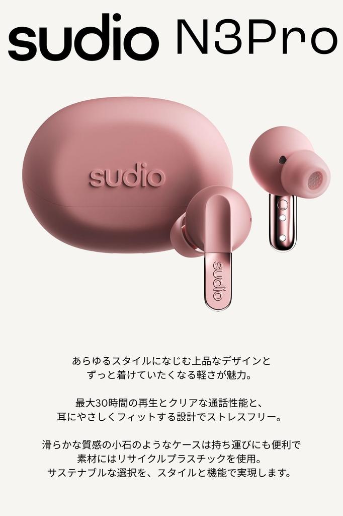 SUDIO N3 Pro Wireless Earphones with Mic Compatible with iOS and Android IPX4 ANC Noise Cancelling (Midnight Navy) In-Ear (Bluetooth 5.4 / / /