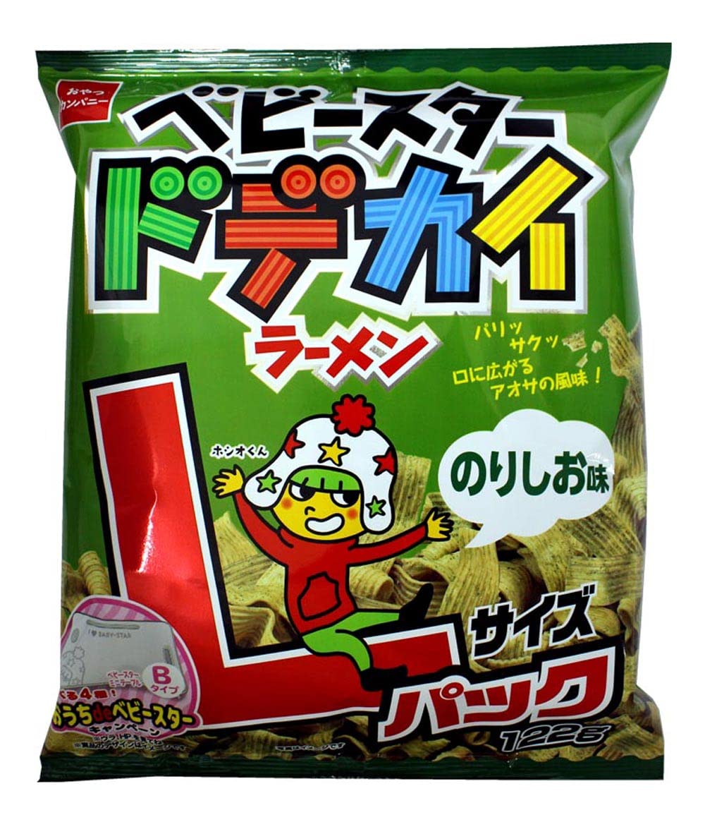 

[Официально] Oyatsu Company Baby Star Dodekai Ramen со вкусом Norishio, размер L, упаковка 122 г x 12 пакетиков (Закуска Сладости Ulva Широкая Лапша Объем)
