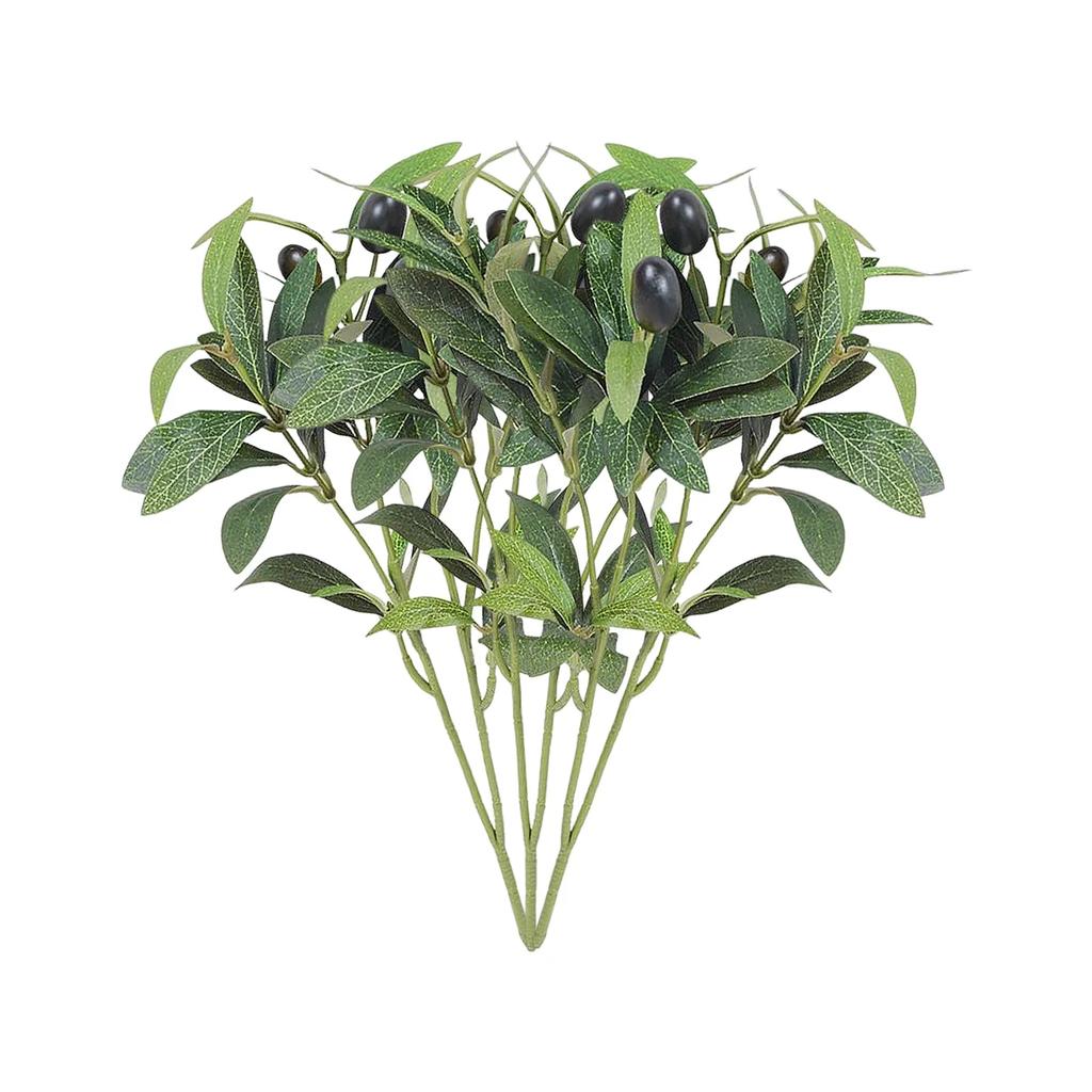 38cm Künstlicher Olivenzweig Seidenpflanzen Blume Heimdeko Fotografie Requisiten Schaumstoff Früchte Plastikstiele Unechte Olivenbaumzweige