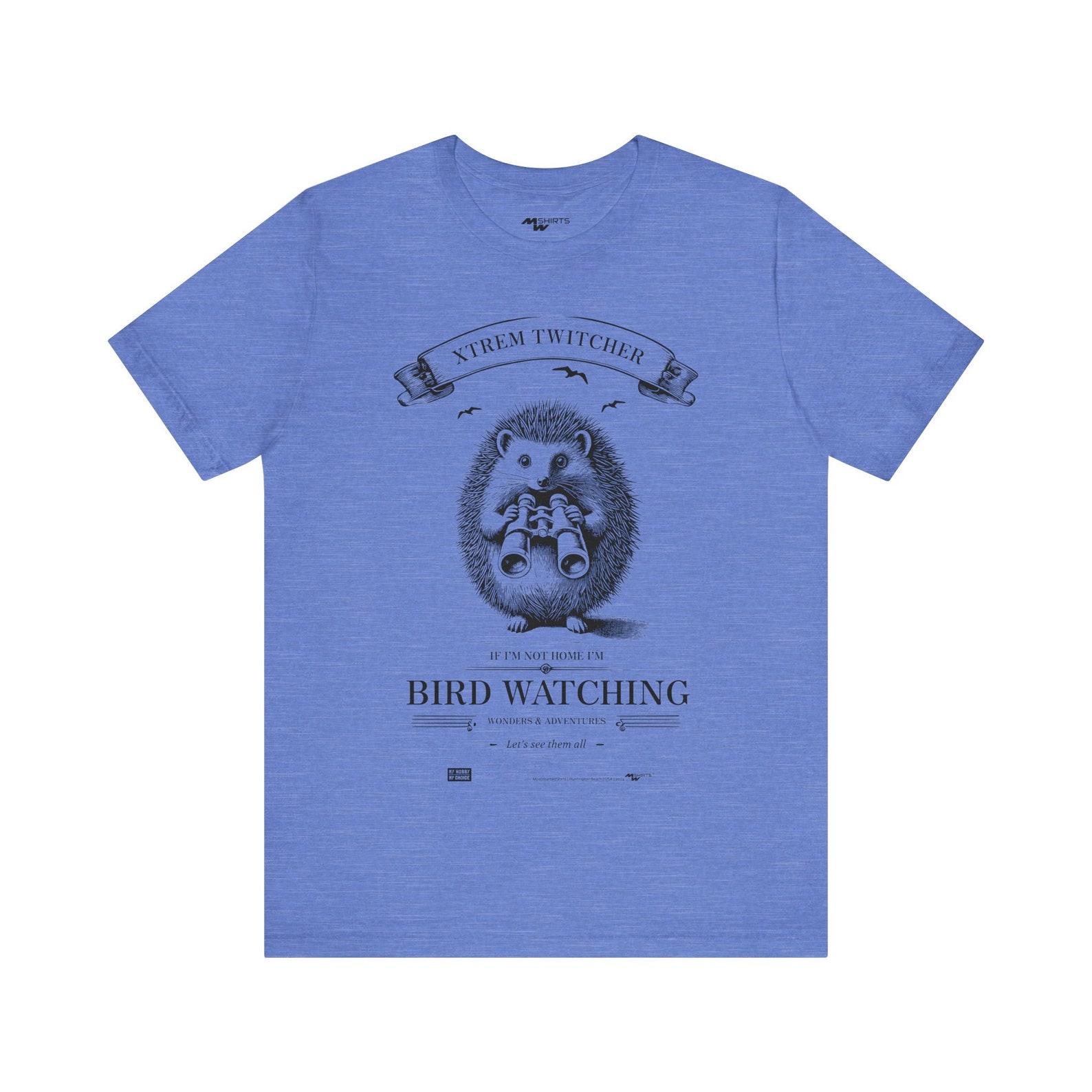 XTREM TWITCHER Birdwatcher hedgehog Series T-Shirt - Vintage Engraving Gift S