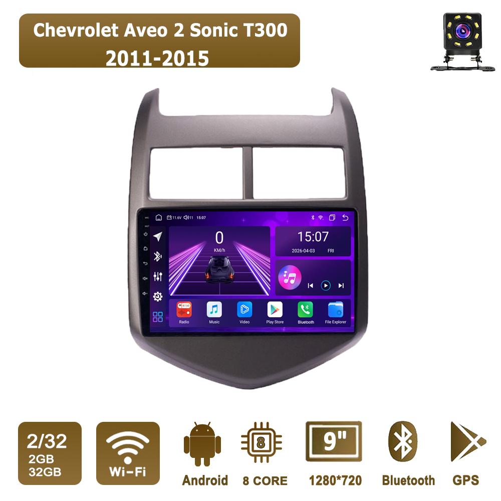 

Android Car-Play Car Radio For Chevrolet Aveo 2 Sonic T300 2011-2015 Multimedia Player Head Unit Stereo GPS Navigation BT WIFI,8 CORE ,2+32GB сірий