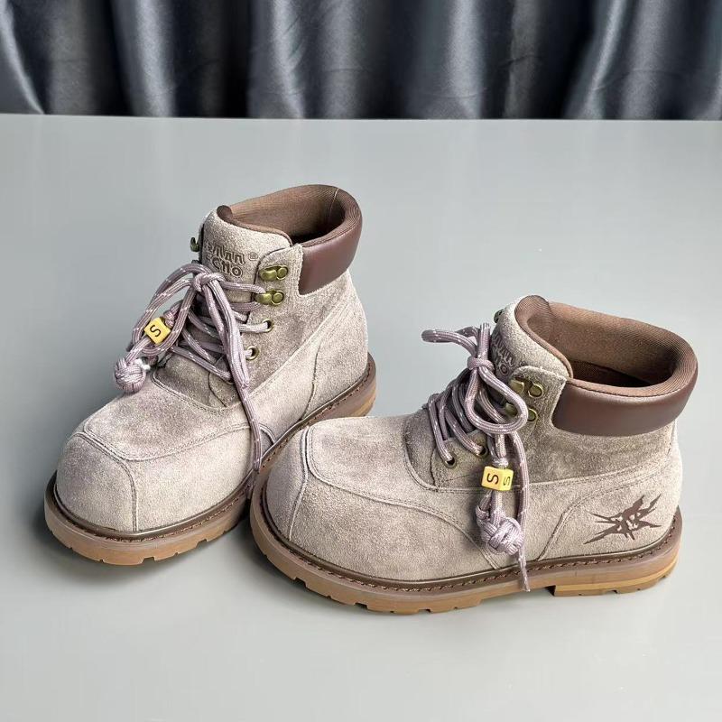 Tooling Short Boots Women's Autumn New Thick-soled Lace-up Martin Boots Versatile Big Yellow Boots