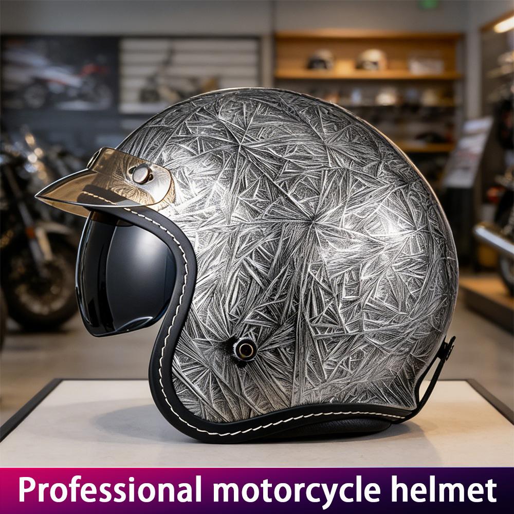 Winter Motorcycle Helmet Three-Quarter with Visor for Pedal Motorcycles Protective Headgear for Bikers