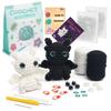 DIY Crochet Doll Kit - Black White Toothless Cotton Blend Yarn Handcraft Beginners