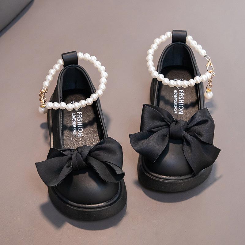 

Детская обувь для девочки кожаная обувь на мягкой подошве с бантом детская обувь для девочки туфли принцессы жемчужные туфли Мэри Джейн женская обувь Zapatilla Niño 30-insole18.4cm чёрный