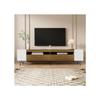 Armoire TV moderne, blanc et aspect bois - longueur 180 cm