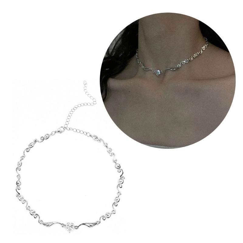 Fashion Trend Light Luxury Niche Sense Collarbone Chain Temperament Simple Cold Wind Love- Diamonds Angel Wing Necklace