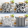 Black and White Striped Geometric Rectangle Pillow Case Anti-dustmite Pillowcase Invisible zipper silky short plush Sofa