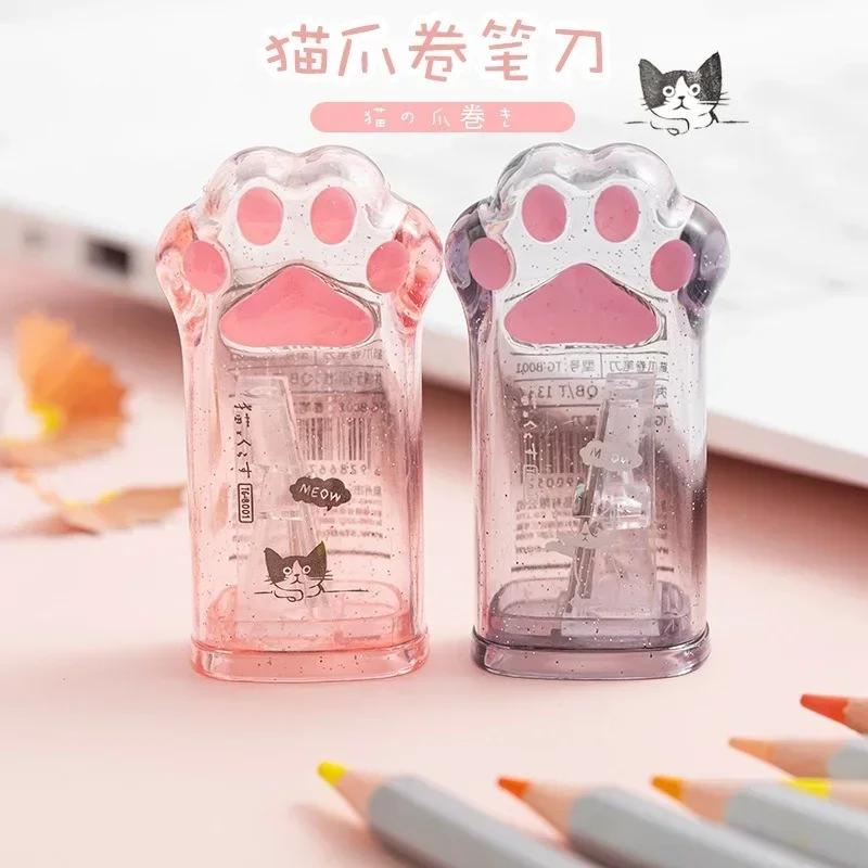 Plastic Pink Cat Pencil Sharpener Creative Kawaii Claw Student Stationery for Children Office Supplies Back To School Items