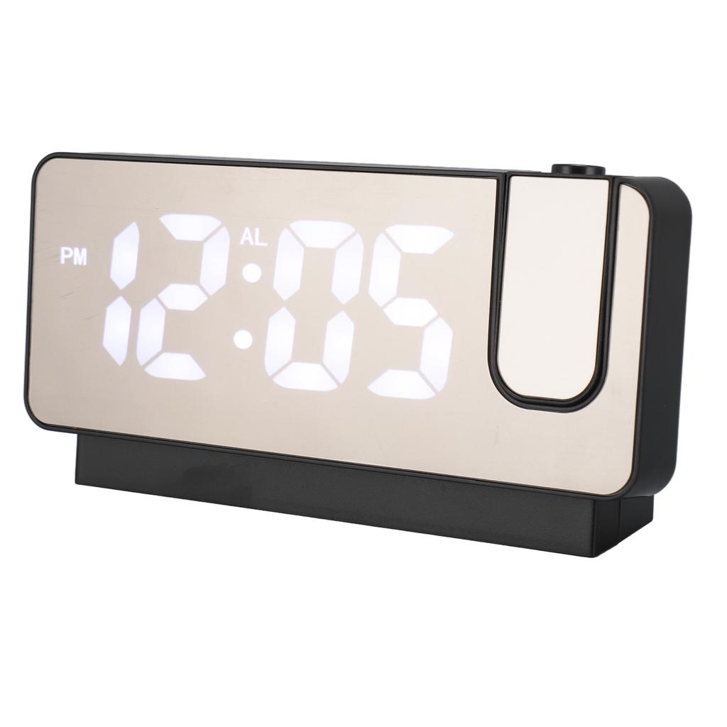 Projection Alarm Clock USB Rechargeable White Light Snooze Function Adjustable Brightness LED
