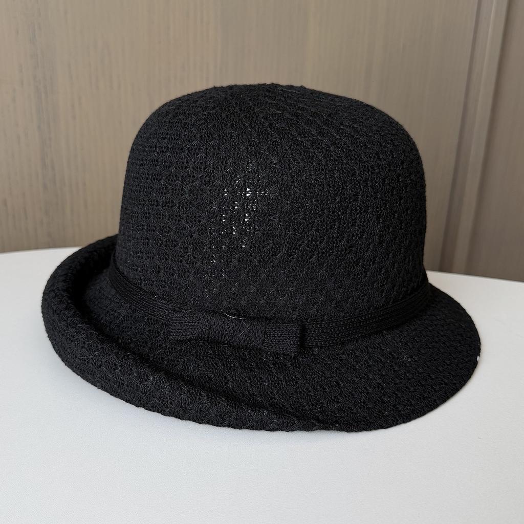 Simple Knot Knitted Top Hat Japanese Casual Versatile Travel Visor Hat Women Spring and Summer Crimping Basin Hat