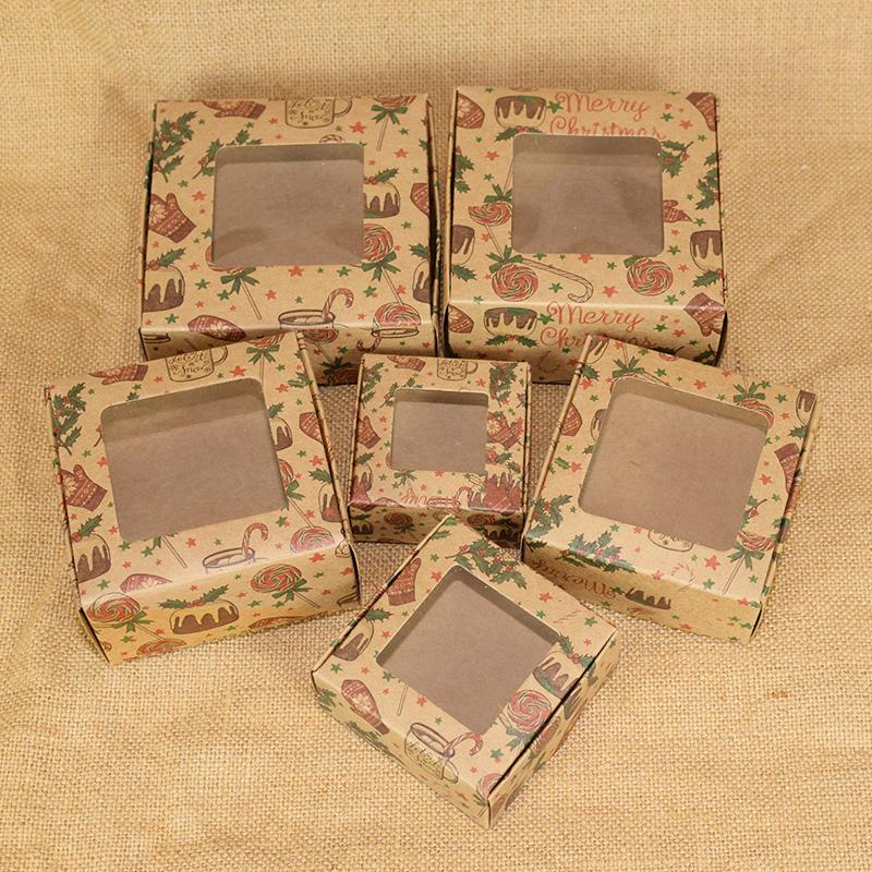 6pcs Kraft Paper Gift Box Marbling Style DIY Handmade Candy Chocolate Packaging Birthday Party Wedding Decoration Christmas Gift