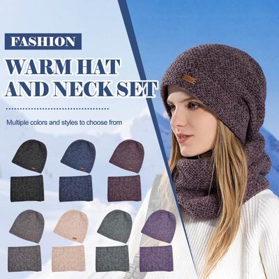 Damen Wollmütze Verdickung Warm Ohr Kalt Strickmütze Zwei Sets