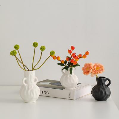 White Ceramic Decoration Dried Flowers Flower Vases Living Room Flower Arrangement Dining Table Foyer Decorations  Home Decor