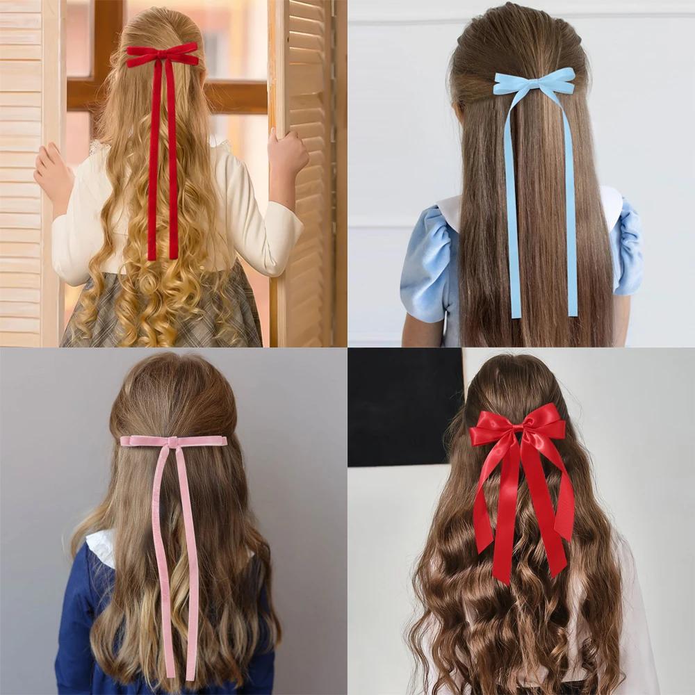 1 Stück/Los Ballettstil Mädchen Schleife Langes Band Haarspange Süßes Mädchen Halb Zusammengebundenes Haar Kopfschmuck Stil Mode Haarschmuck
