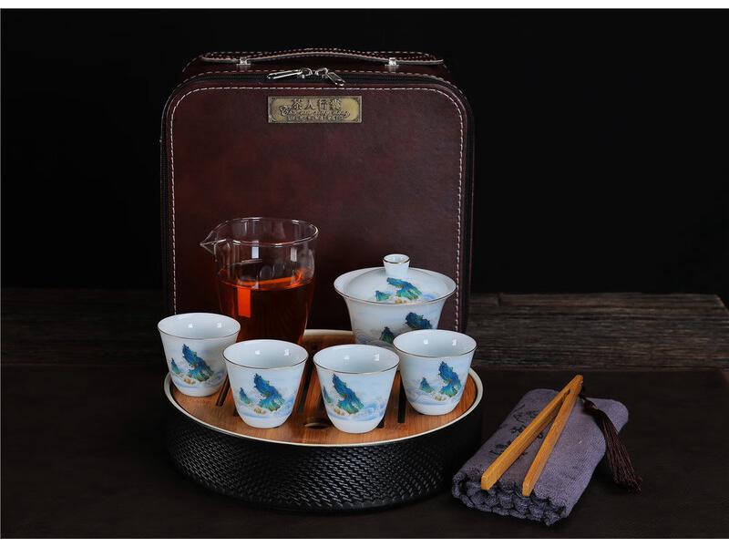 Portable White Porcelain Tea Set