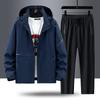 Mens Lightweight Hooded Outdoor Jacket Pants Set Hiking Trekking Fall Casual Sport Wear