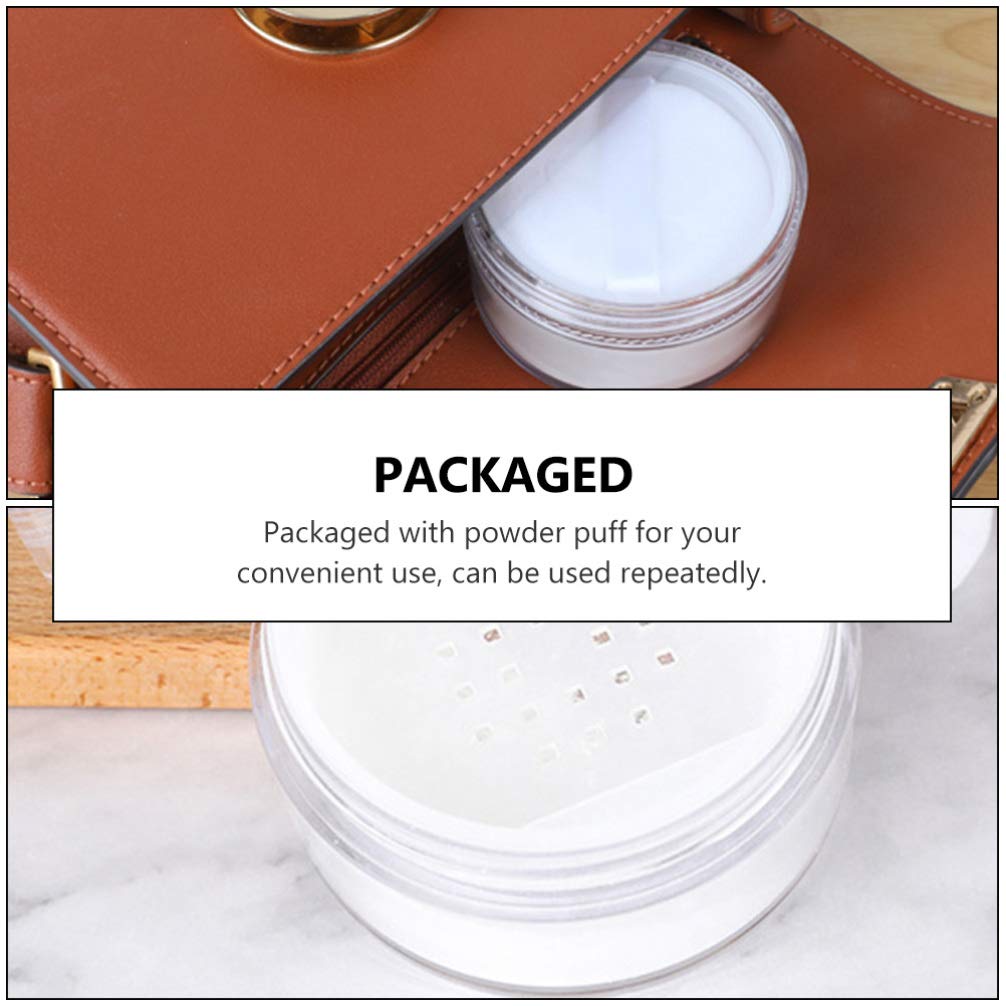 BESTOYARD 20g Powder Case with Small Divided Container with Inner Portable Refill Pack of 10 Puff, Stopper, Transparent, Container,