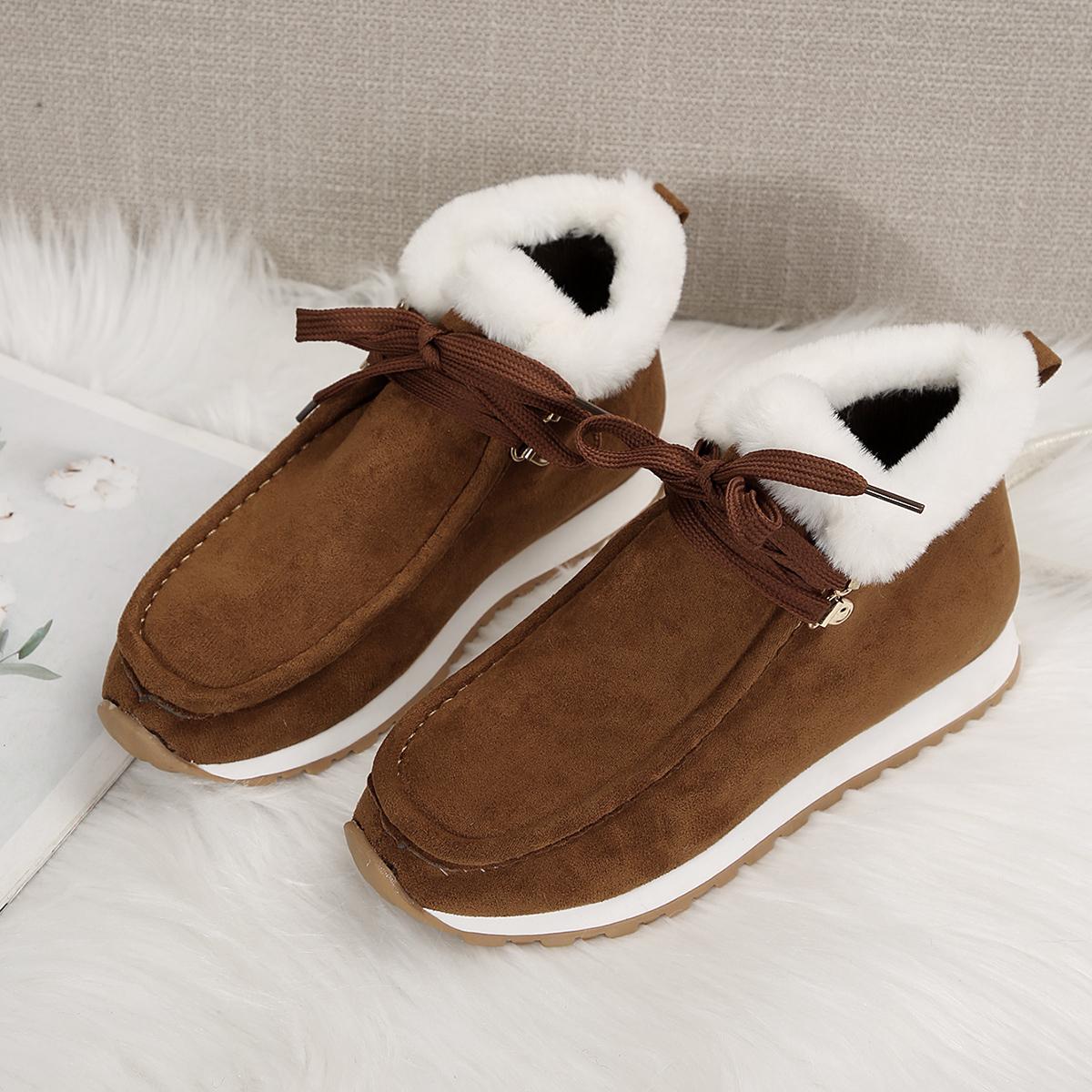 

Зимние теплые ботинки для снега, уличные короткие хлопковые туфли на танкетке для женщин, классические ботильоны на шнуровке из бархата для женщин 42