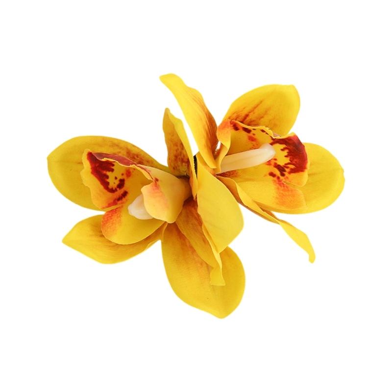 Bohemian Style Hairpin Double Large Artificial Cymbidium Flower Hair Clip For Women And Girls Fashion Accessory