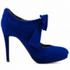 LOSLANDIFEN Nestest Fashion Women High Heels Shoes 11CM Platform Pumps Candy Color Bow Nightclub Flock Wedding  Plus Size