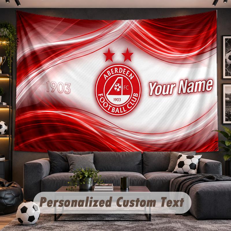 Aberdeen FC Personalized Tapestry Support Custom Name, Wall Art Home Decoration