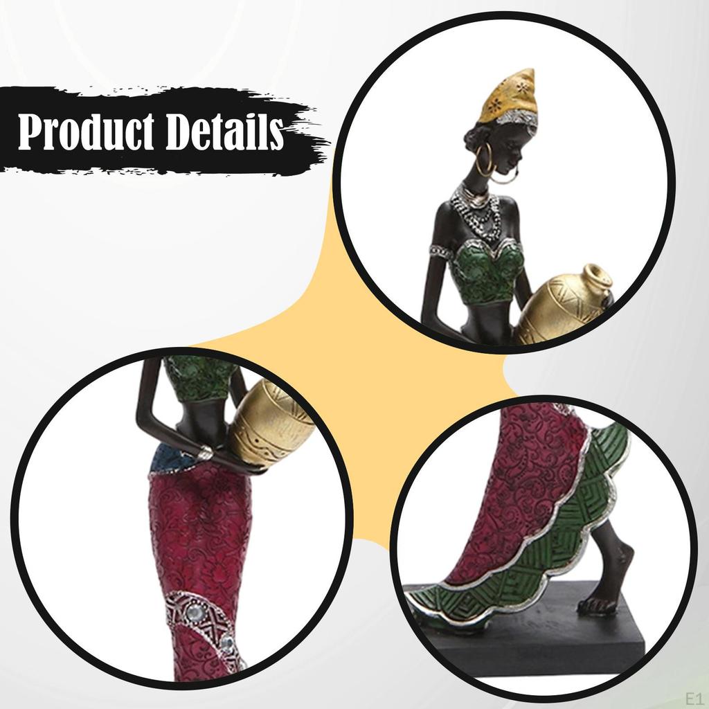 African Art Sculpture Aesthetic Ornament Statue Tribal Lady Figurine for Housewarming