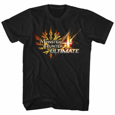 Camiseta Preta Adulta com Logotipo de Monster Hunter 4 Ultimate