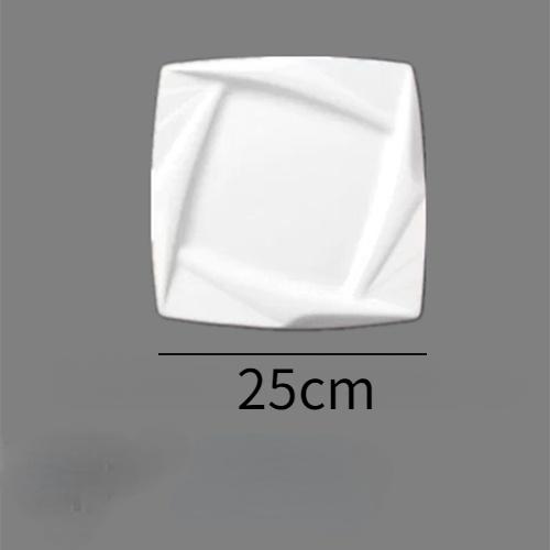 Creative Household Cooking Plate Square Hotel Restaurant Tableware Pure White Thickened Insulated Dish Dessert Dessert Plate