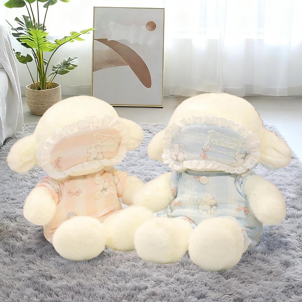 Adorable Sleepy Lamb Plush Toy Wearable Pajama Style Stuffed Animal Soft Fleece Perfect Cuddling Companion For Kid Bedtime Decor