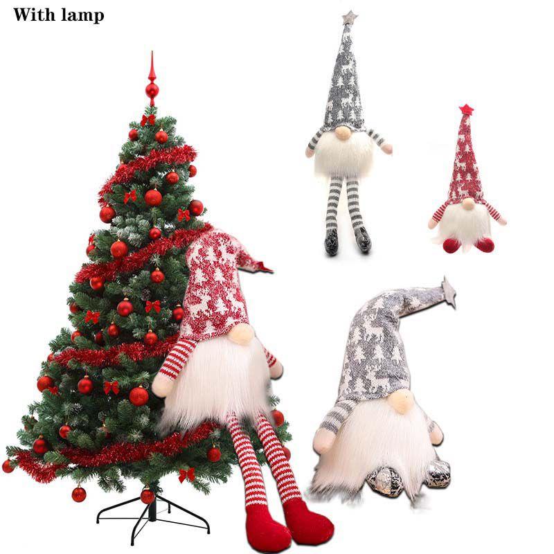 Led Christmas 2pcs Gnomes Plush Santa Doll Xmas Gonk Dwarf Decor Ornaments Gifts