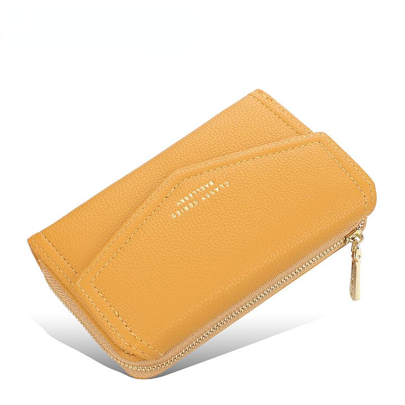 Women'S Wallet Fashion Lychee Grain PU Leather Women'S Zipper Buckle Horizontal Coin Purse Multi Card Bag
