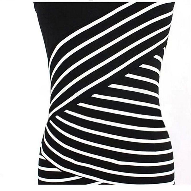 Womens Elegant Fashion Summer V Neck Stripe Party Bodycon Pencil Dress Office