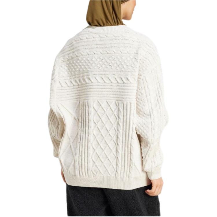 Adidas Originals 70S Fashion Print Crew Neck Pullover Vintage Knit Sweater Women Sweater Miracle-White JN8318