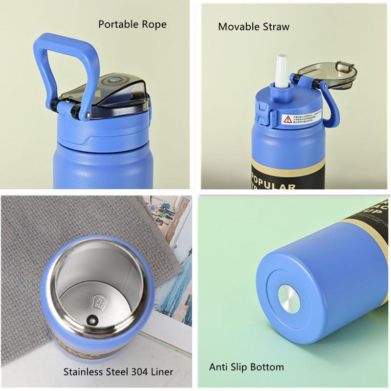 900ml Large Capacity Stainless Steel 304 Sport Thermos Mug With Straw Portable Vacuum Flask Travel Thermal Water Bottle Tumbler