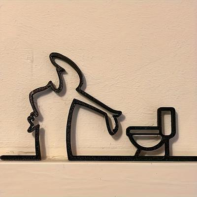 La Línea - Arte mural abstracto de hierro forjado con motivos de dibujos animados para baño, puerta o esquina.