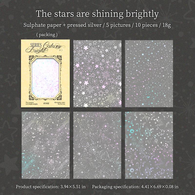 10sheets/bag Star River Brilliant Series Hot Silver Material Paper Album Diary Stickers Handmade Decoration Scrap Book Supplies
