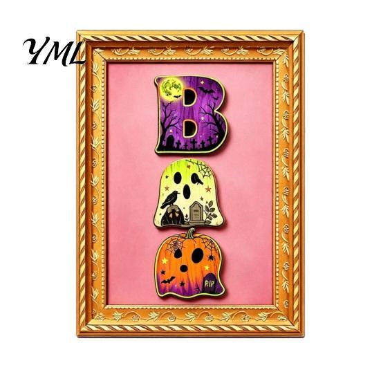 Metal Cabinet Ornaments Halloween Pumpkin Frame Refrigerator Magnet, Vintage Ghost Fridge Waterproof Magnets Whiteboard Decorative Magnet for Holiday