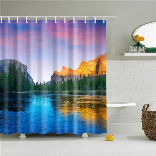 Modern Shower Curtains Bathroom Curtain Scenic City Beach Bath Curtain Frabic Waterproof Polyester With Hooks